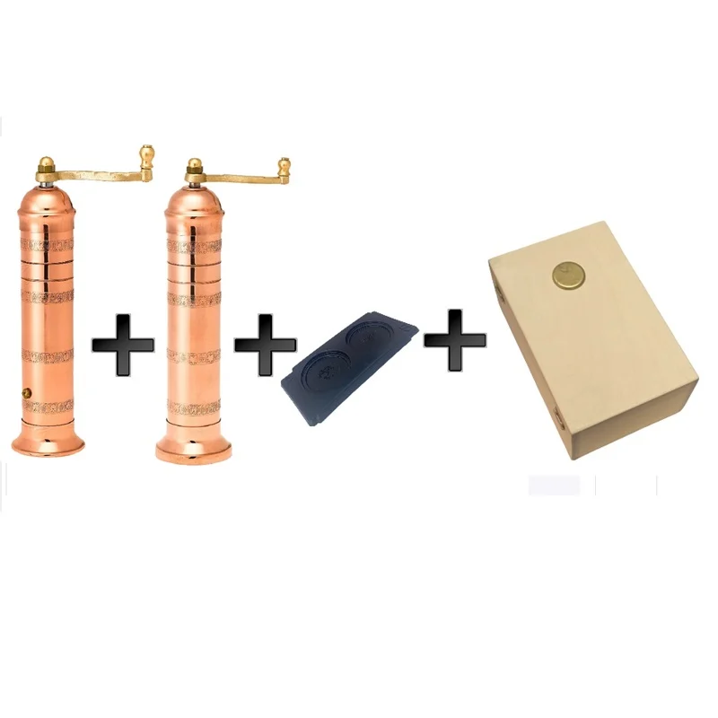 ALEXANDER copper mill set for pepper and salt in luxurious wooden package - Image 2